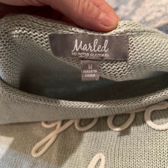 MARLED Women's Light Blue Good Vibes Knit Long Sleeve Top Size M - Picture 5 of 10